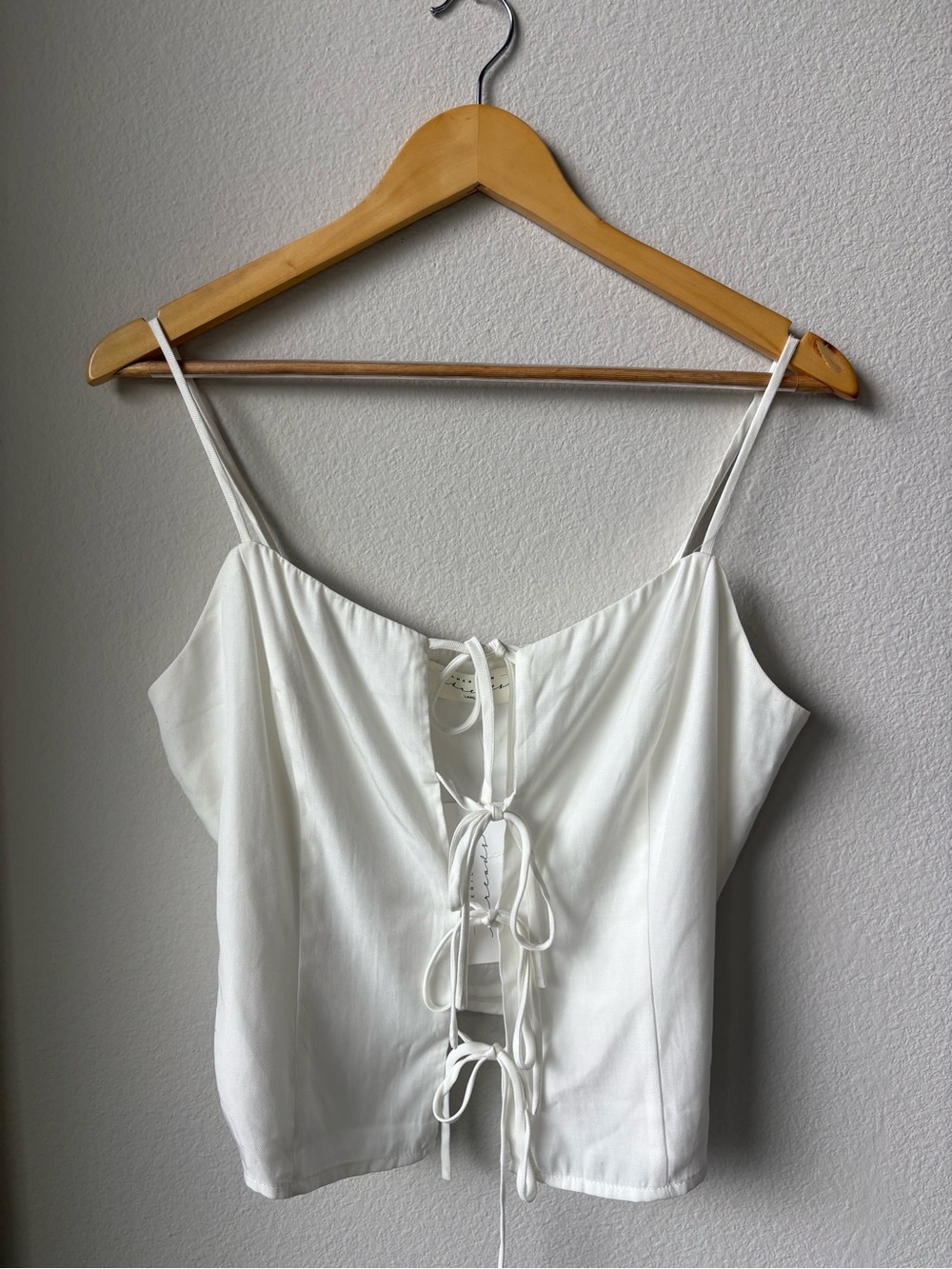 American Threads White Lace-Up camisole